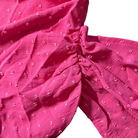 Ruched Asymmetrical Mini Shirt Dress Large Magenta Scoop Neck Sleeveless Stretch - Picture 15 of 16